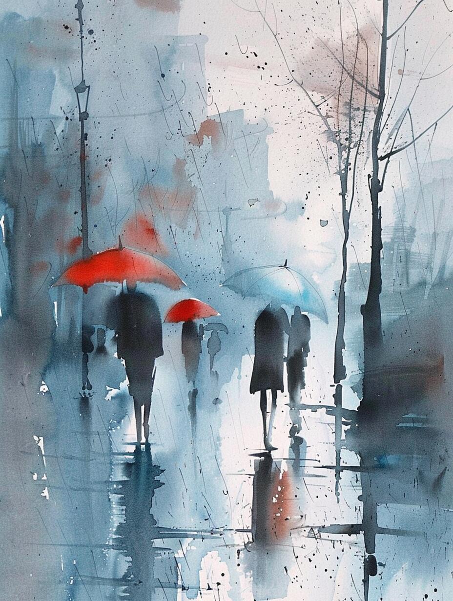 雨中即景:水彩画中的雨天故事