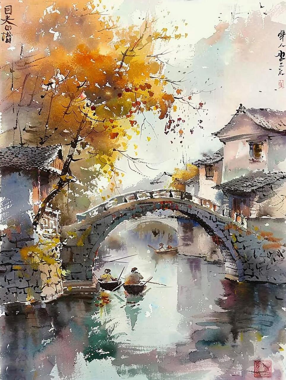 ai水彩|江南水乡