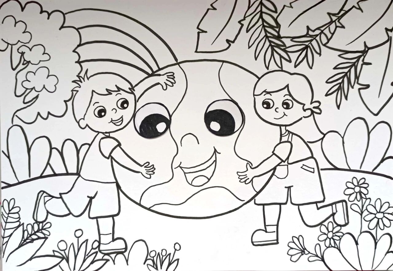 马克笔主题儿童画(环保主题)       《我爱地球》 《环保小卫士》