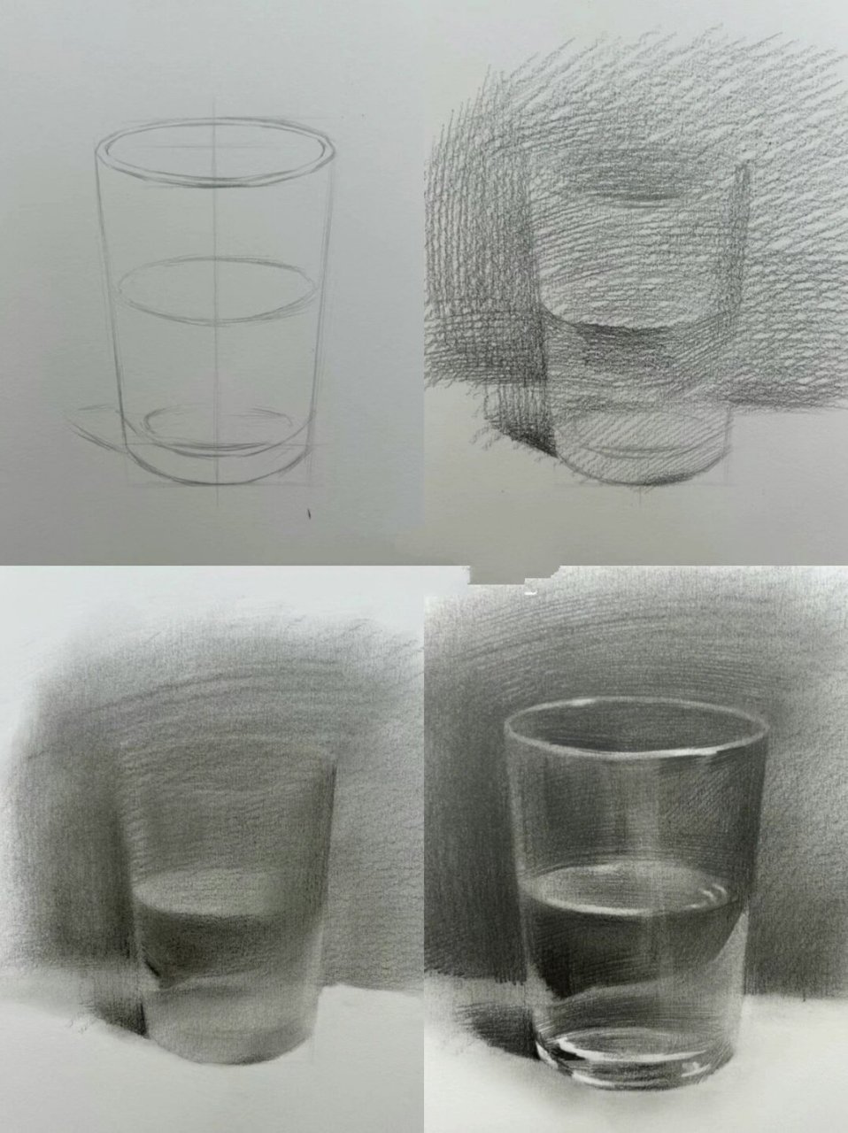静物素描玻璃杯详细分解来啦 作者:又干又简单,大家快学起来了
