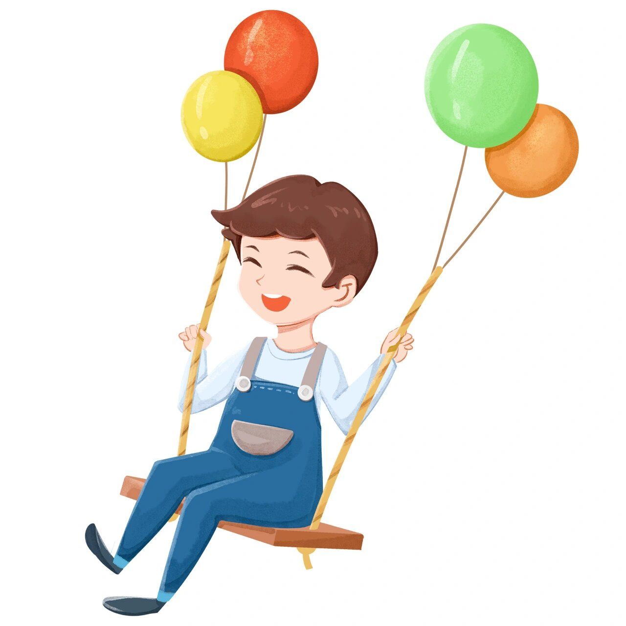 插画31|儿童画|免抠人物|荡呀荡秋千 上期有了一波荡秋千的插画,可能