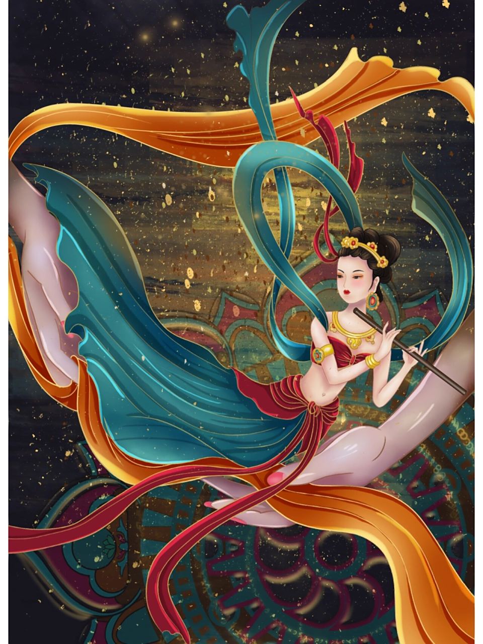 敦煌飞天系列插画九宫格大合集 永恒的艺术瑰宝,璀璨的敦煌壁画,这是