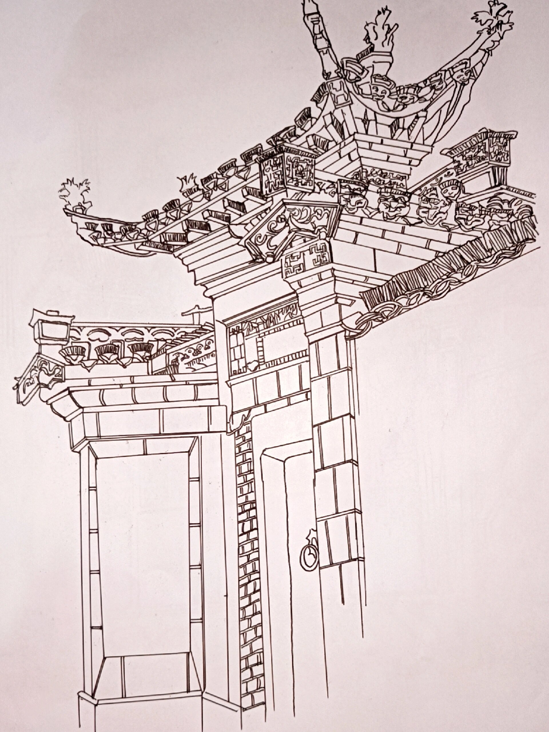 安徽黄山速写丨徽派建筑丨速写临摹第二弹