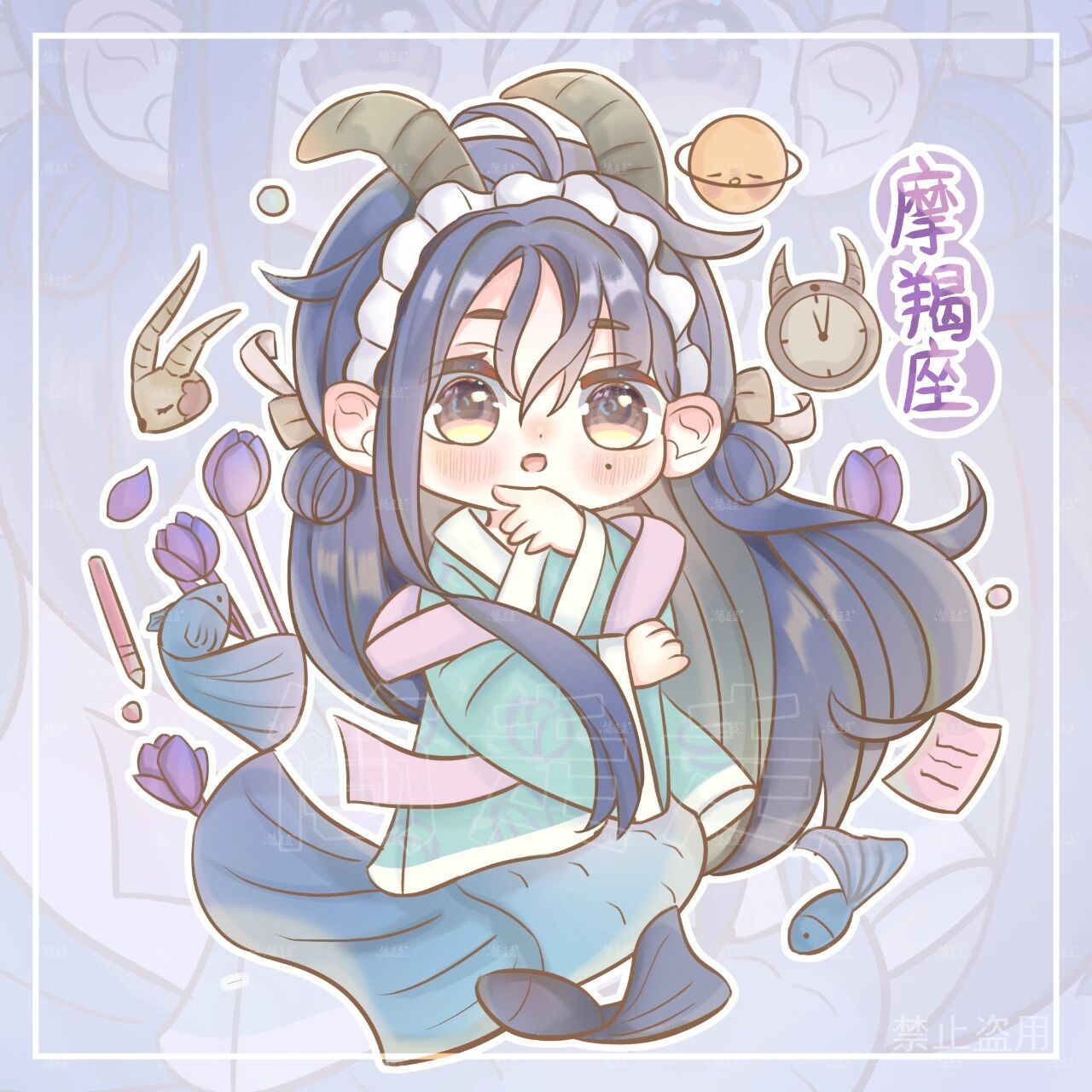原创q版 |十二星座系列 |摩羯座(25/100) 挑战画满100张q版原创人物