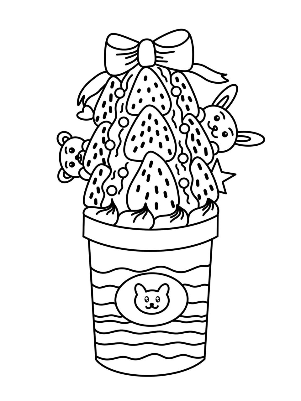 草莓塔 创意画 儿童画 含线稿 #创意美术儿童画# #儿童简笔画# #儿童