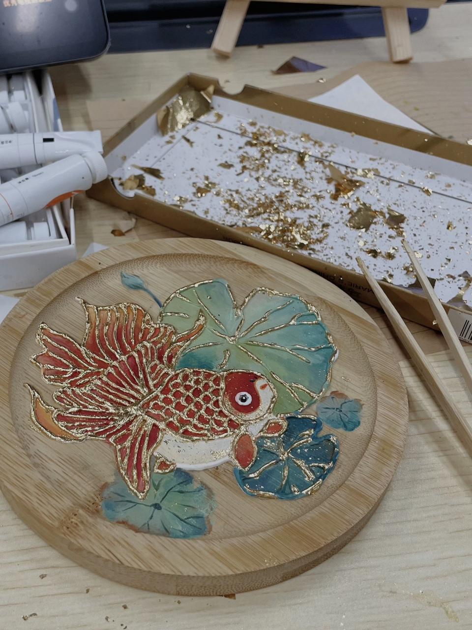 沥粉画|体验五百年前"3d画" 初次学习了沥粉贴金画,自己调沥粉膏,自己