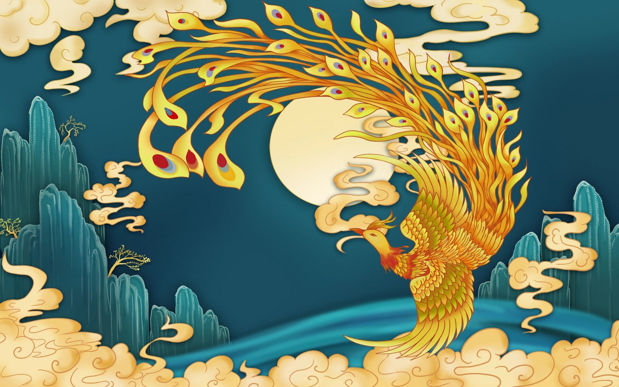 国潮背景分享|国潮凤凰背景图来啦 78今天给大家分享下国潮风手绘