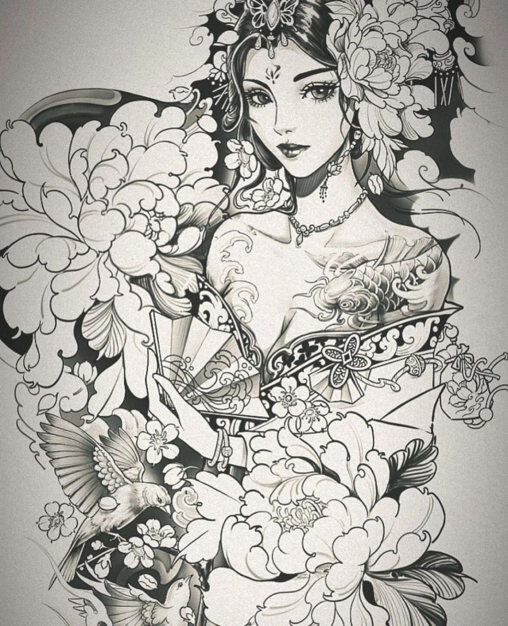 7815 艺妓纹身手稿篇 哪一张你更喜欢 7815 艺妓:艺伎的形象