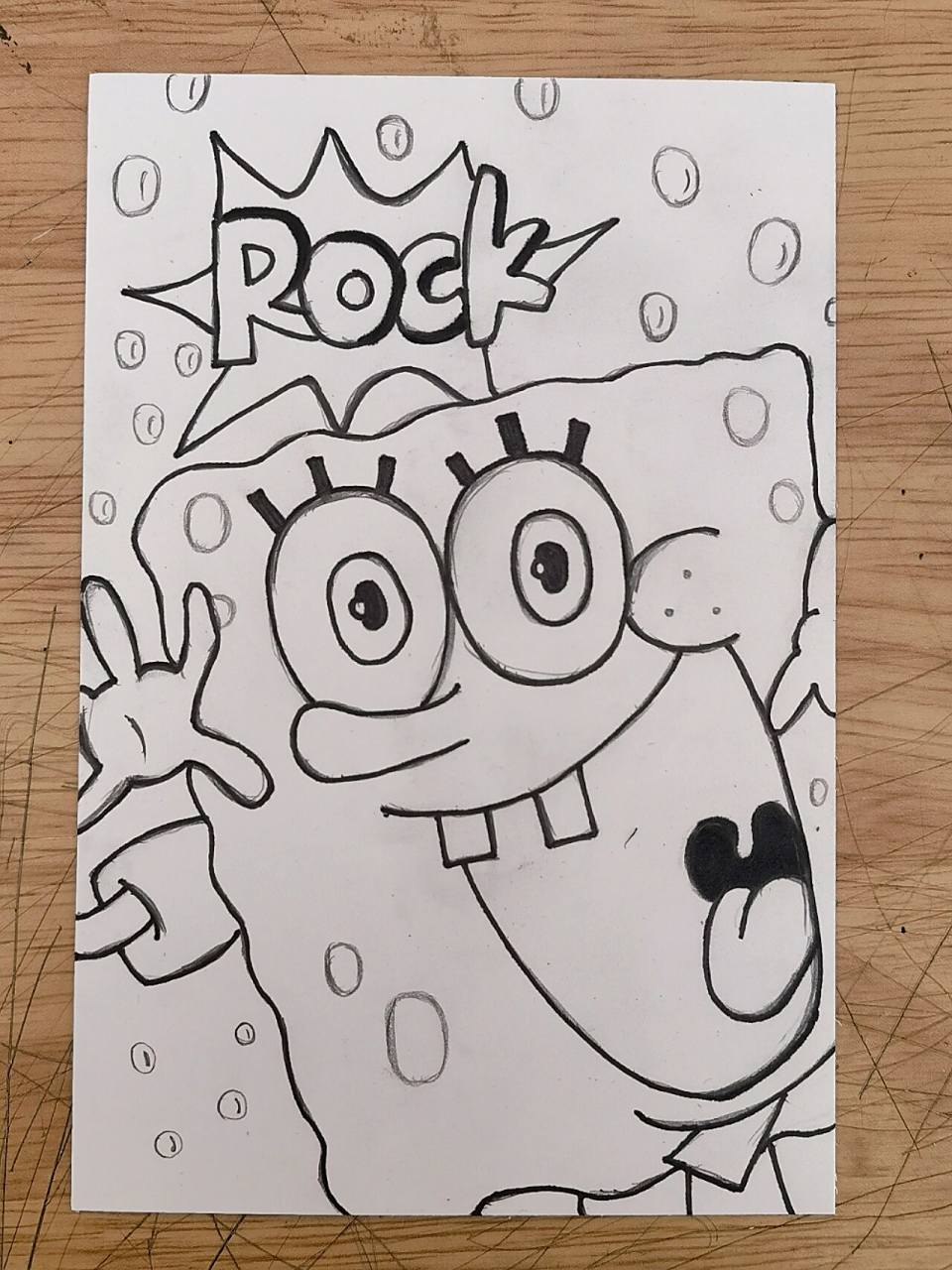 简笔画 海绵宝宝 临摹的海绵宝宝96 画画的时候整个人沉浸在里面很