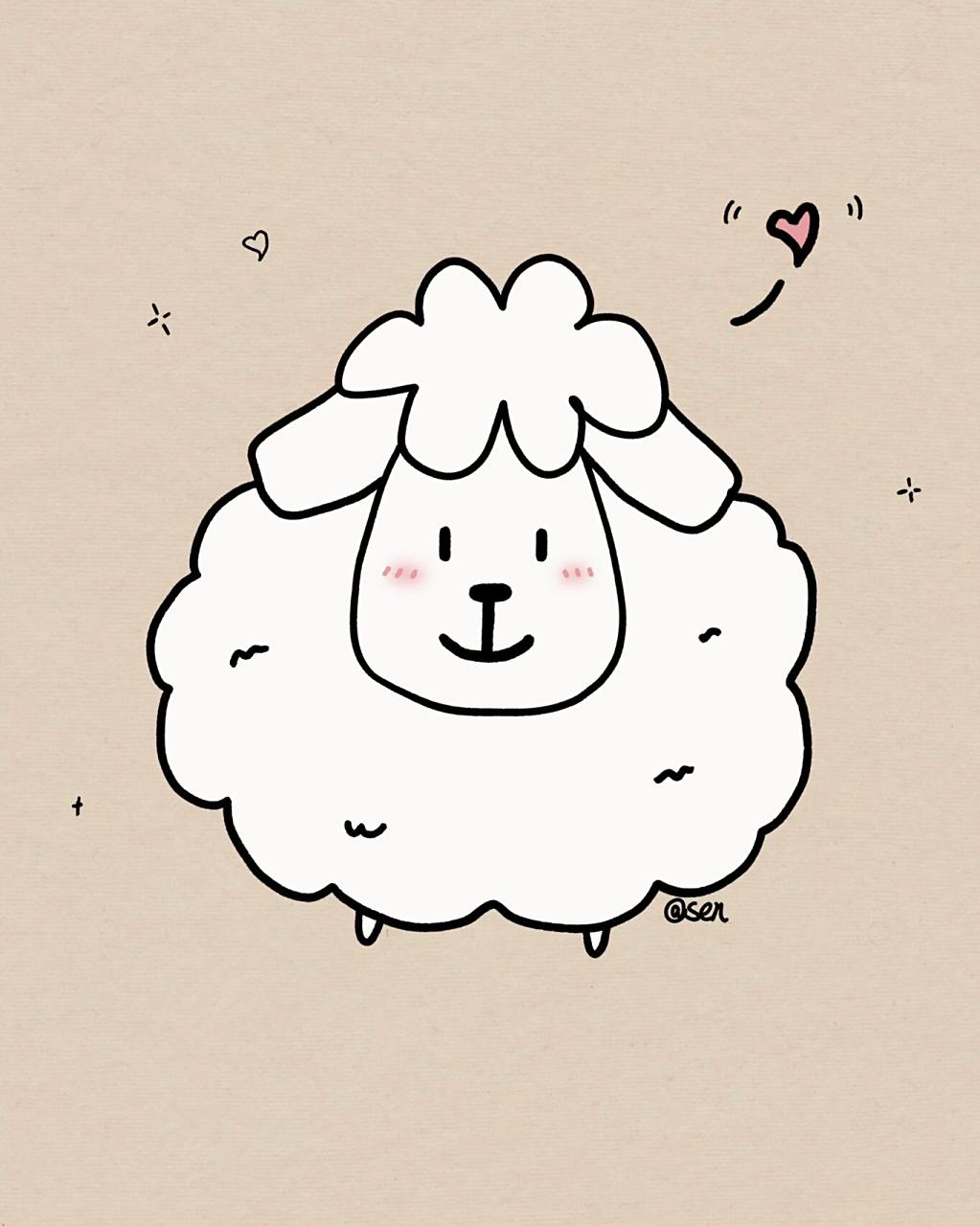 超级可爱又简单的小羊简笔画|附过程 零基础的新手小白们快学起来!