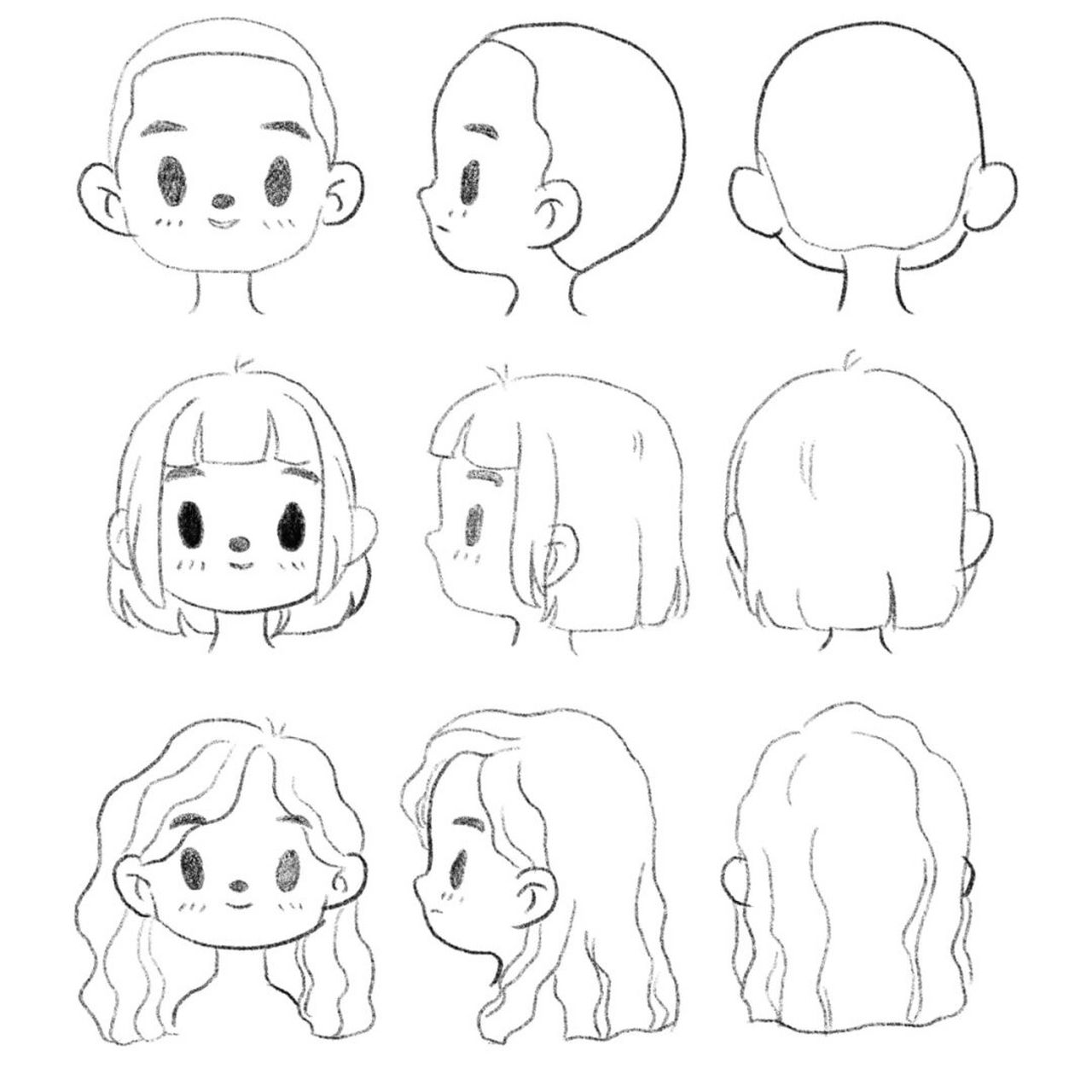 头发分区画法 #简笔画# #插画# #头像