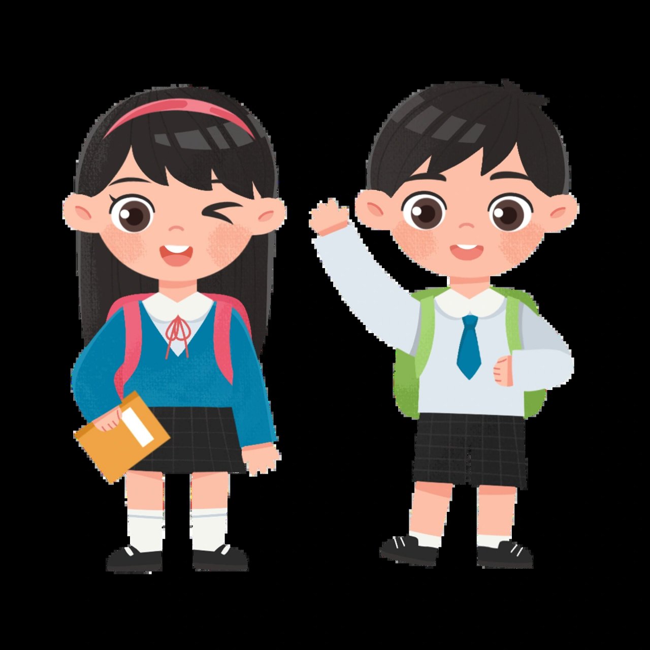 学生卡通人物素材【免抠】99 99今日分享 93彩色卡通手绘人物