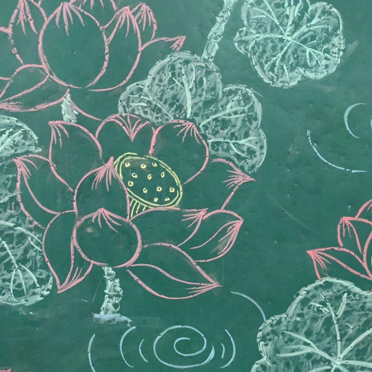 小学美术板书设计# #小学美术教师# #小学美术老师日常# #荷花黑板画