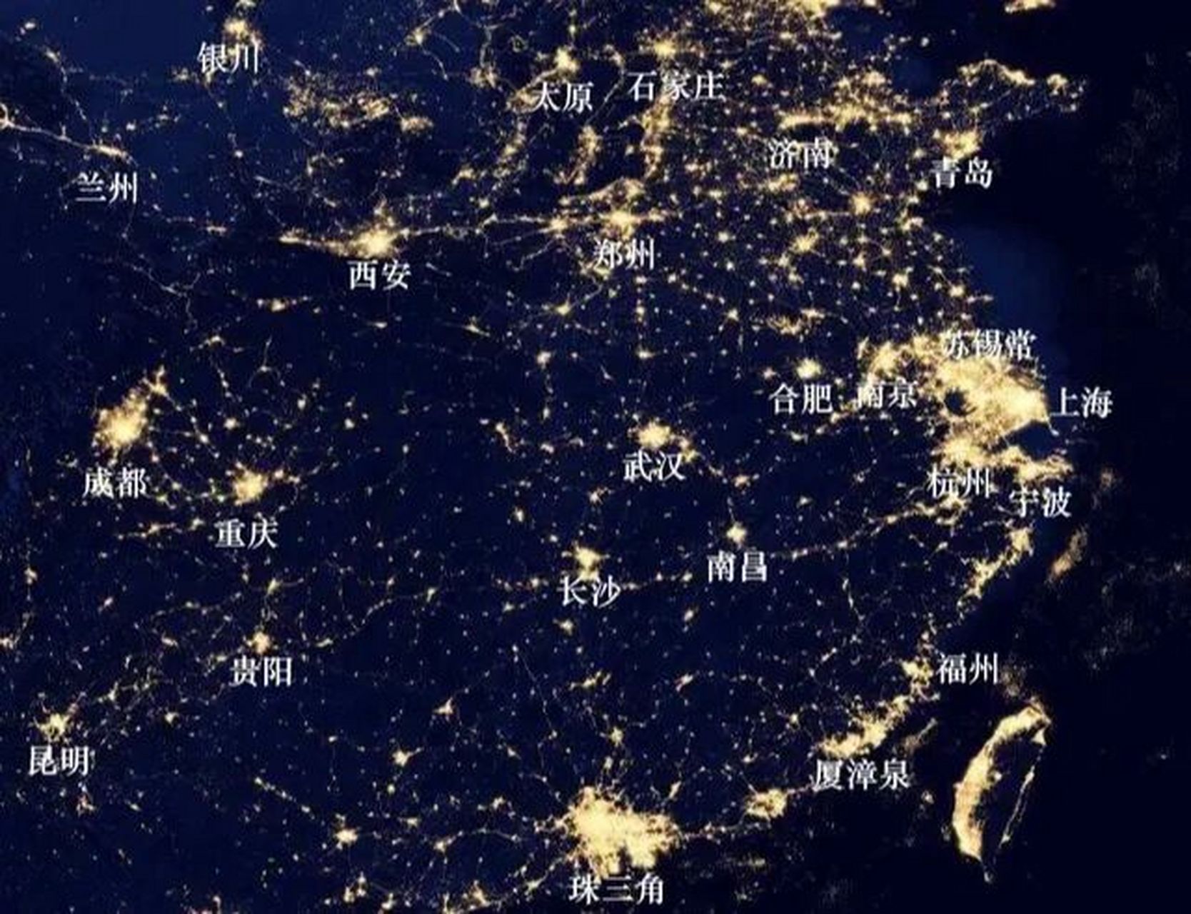 中国各城市夜景卫星图图片