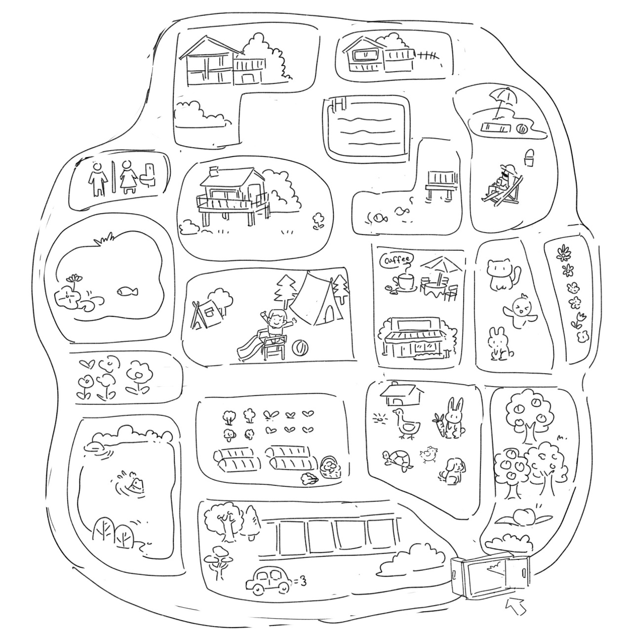 手绘一张可可爱爱的农场小地图     可惜我这里好像没有这样的小农场