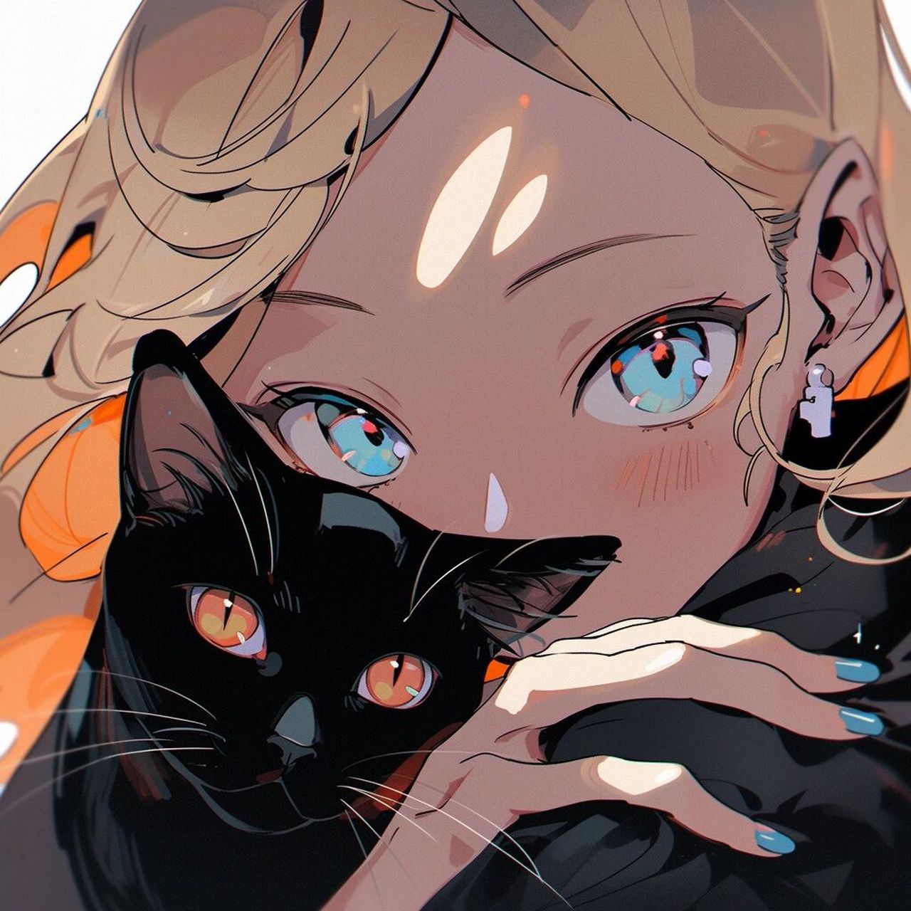 少女和她的黑猫警长来福93 治愈系氛围感少女头像 小坏猫!我生气喽