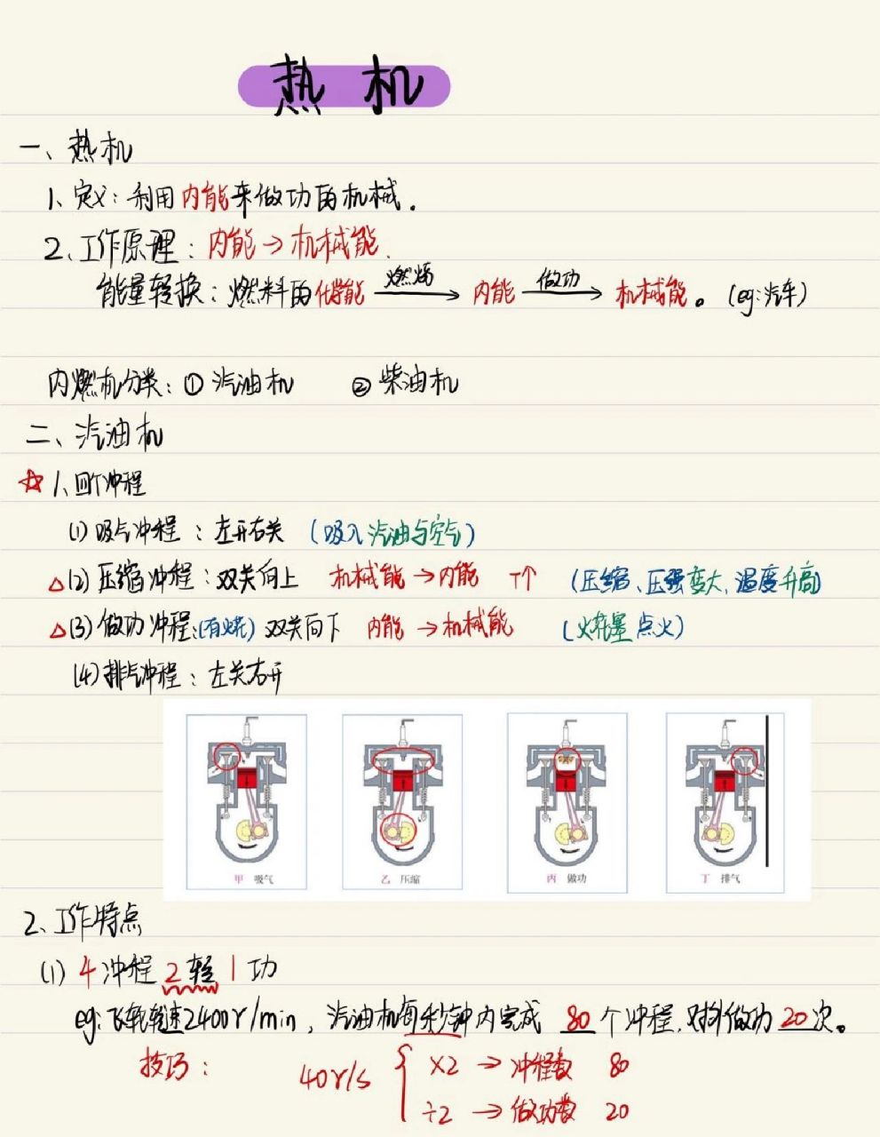 九年级物理《热机》笔记
