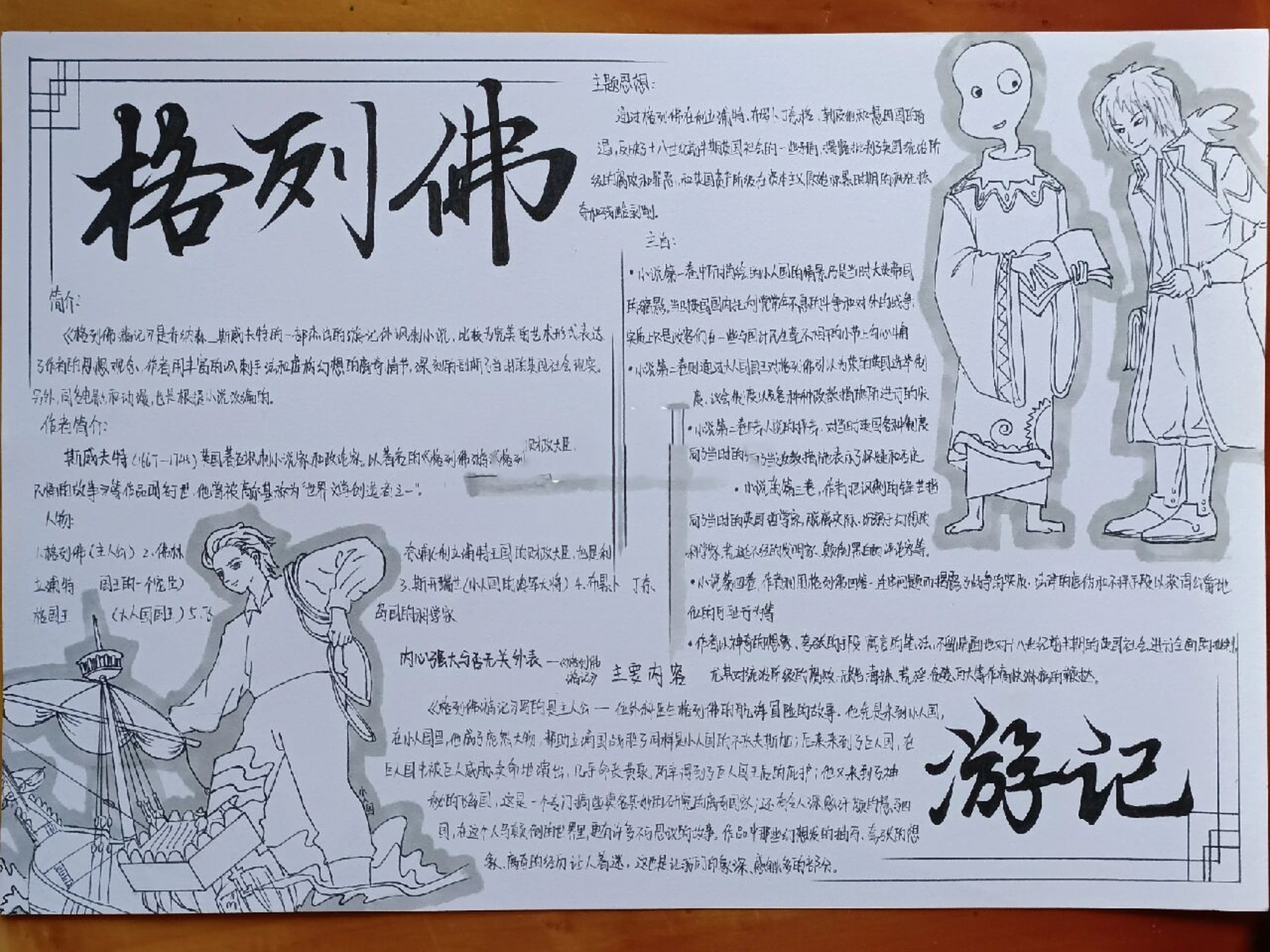 格列佛游记手抄报 虽然画的不是很好看,但也让大家做个参考吧