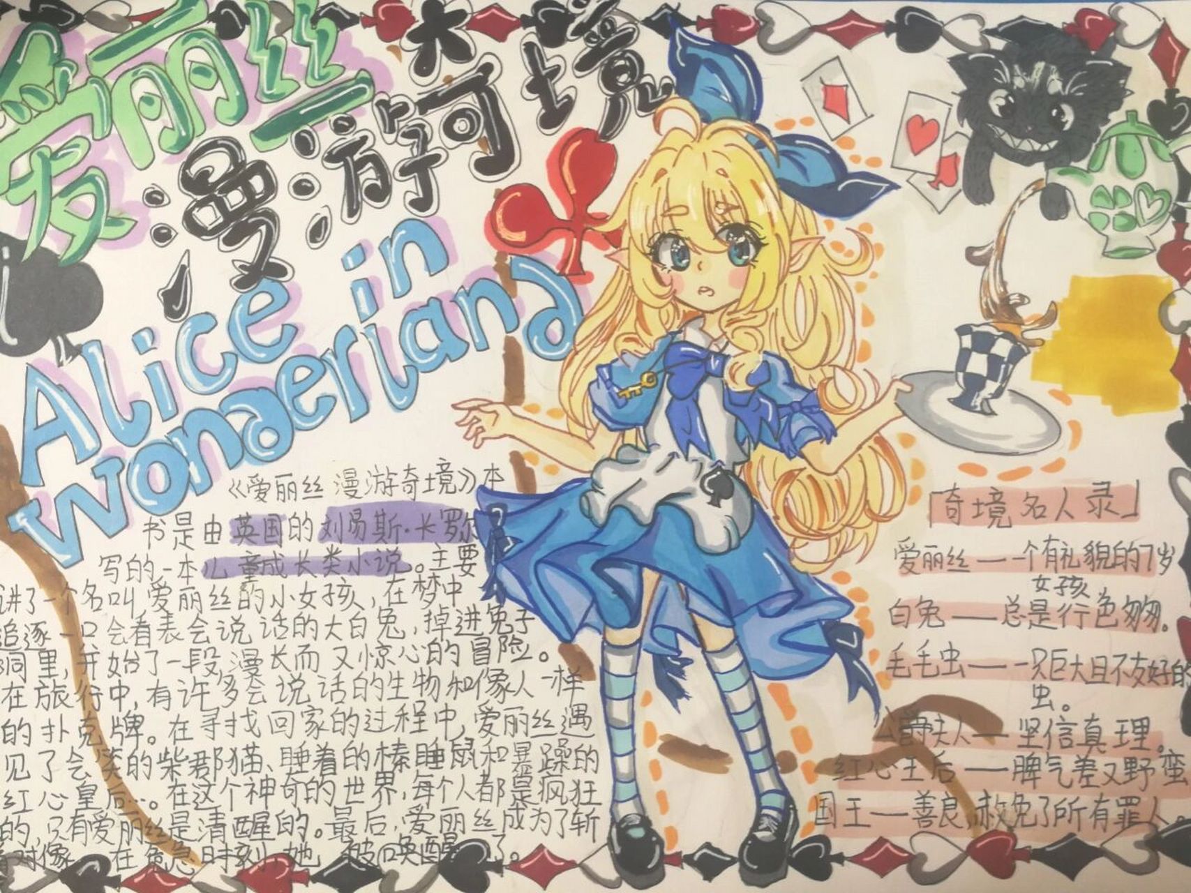 《爱丽丝漫游奇境》手抄报 卷死你们.胡桃