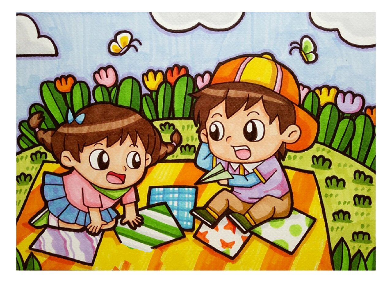 简笔画 蜡笔画 童年 人物