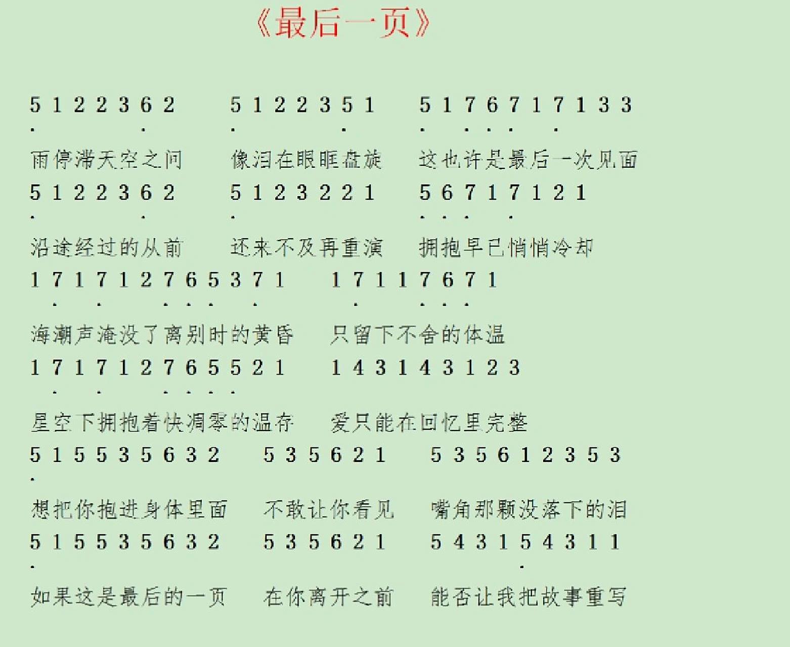 《最后一页》简谱