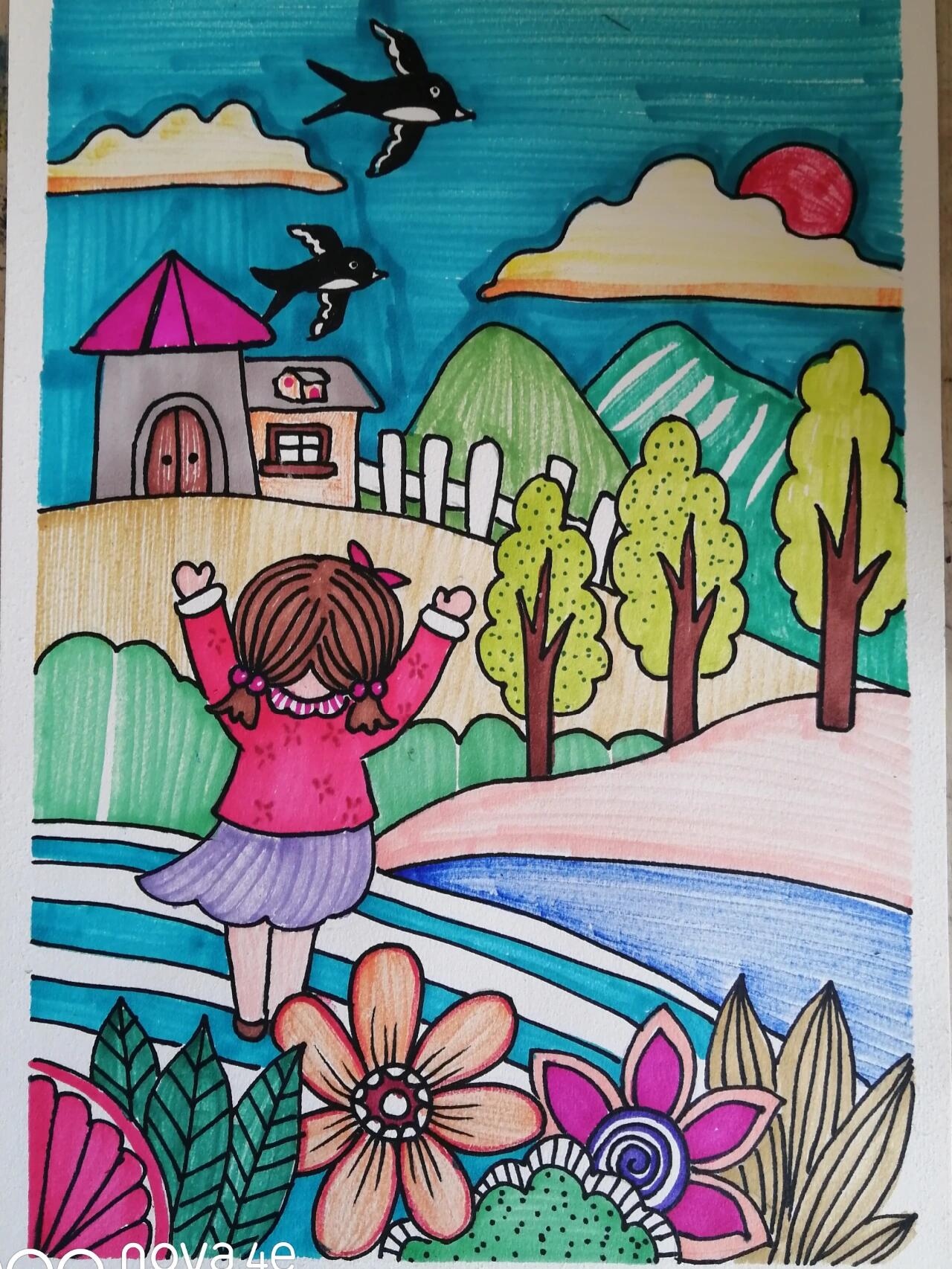 春天的故事5—8岁创意画