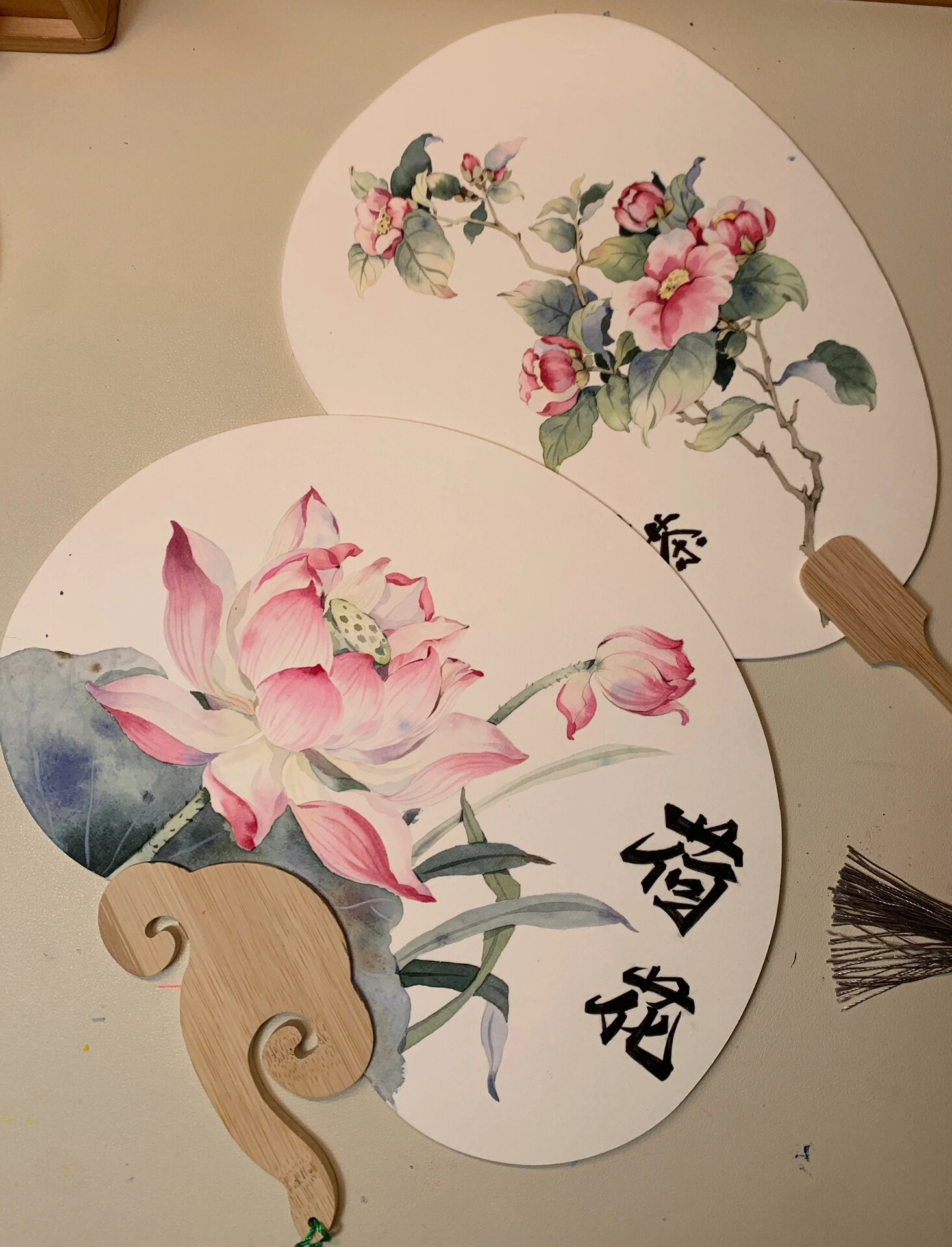 【水彩写生】《手绘夏天荷花团扇》