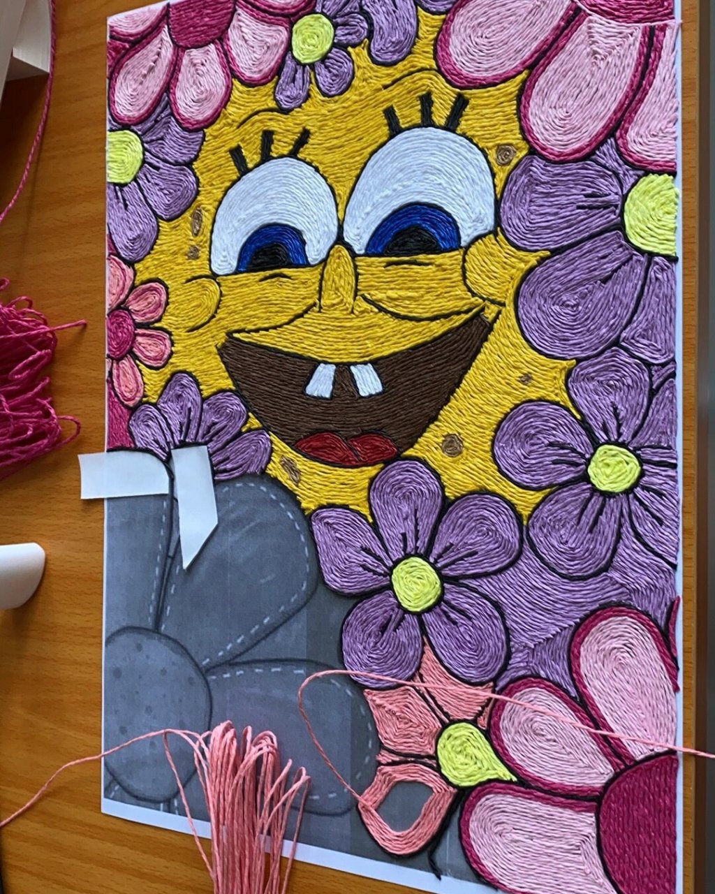 海绵宝宝纸绳画   是可爱滴海绵宝宝呀～ 【好久没做了 真的会累】