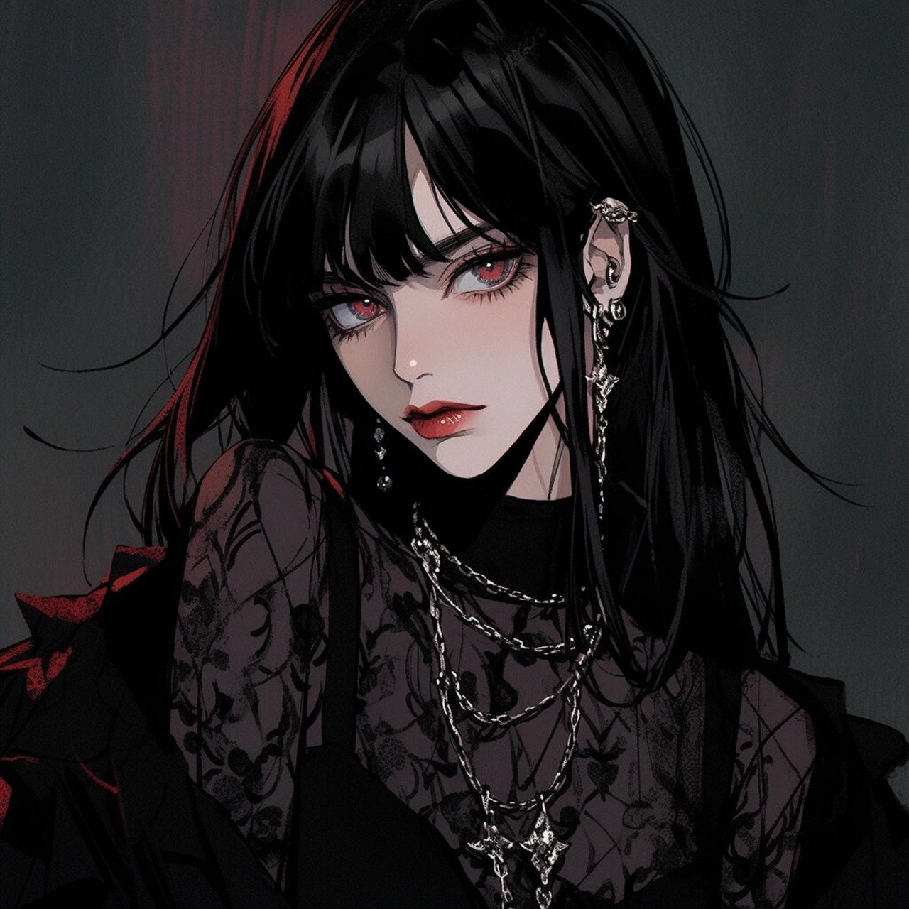ai头像|暗黑系哥特女孩漫画头像