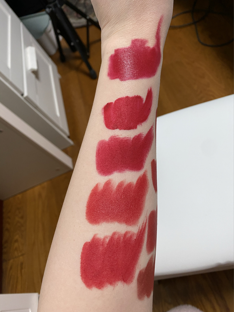 兰蔻505试色对比rubywoo迪奥999阿玛尼400 买兰蔻196赠送的兰蔻505