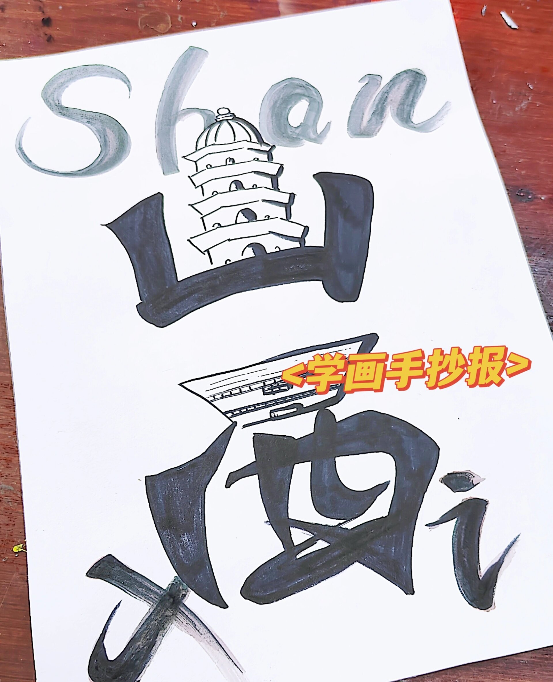 (竖版)手抄报 我的家乡 ——山西