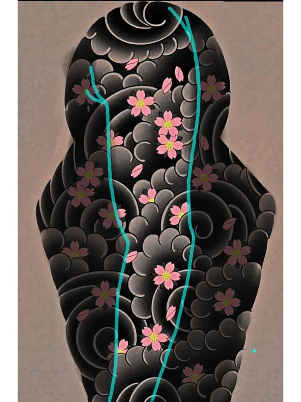 传统樱花臂纹身图案,武汉龙族纹身 樱花传统花臂手稿