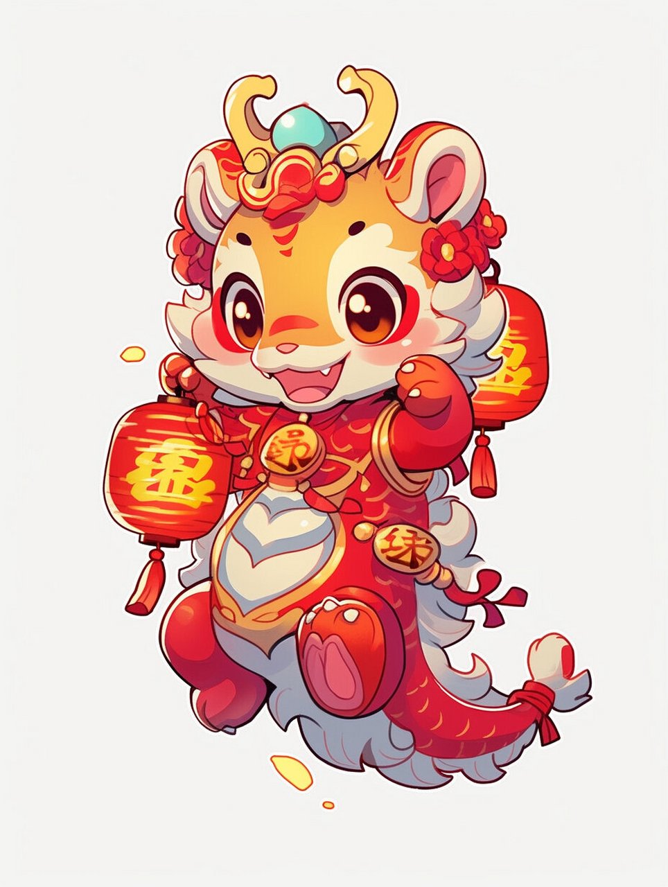 喜庆卡通龙年插画/可爱小龙形象/龙年ip 商用需授权!
