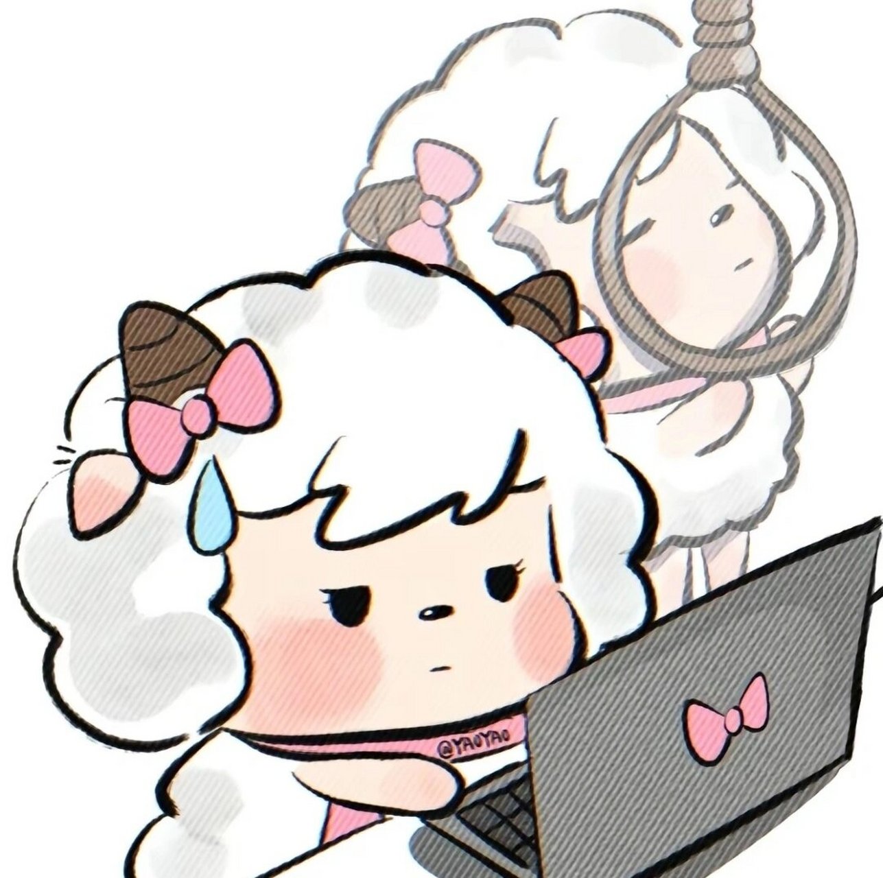 可爱但有病的头像 戴珍珠耳环的松鼠 粉发章鱼哥 上吊羊