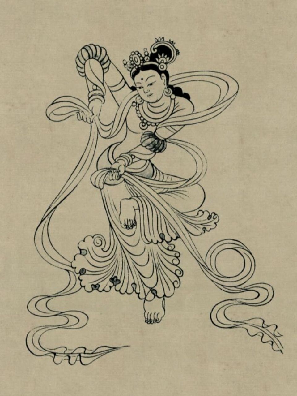 莫高窟飞天线稿 1.莫高窟144窟 2.莫高窟145窟 3.莫高窟145窟 4.