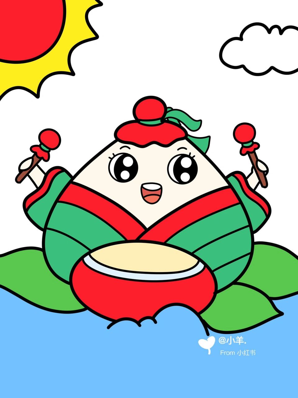 端午节儿童创意画 主题画 可爱的小粽子 #创意美术儿童画# #儿童创意