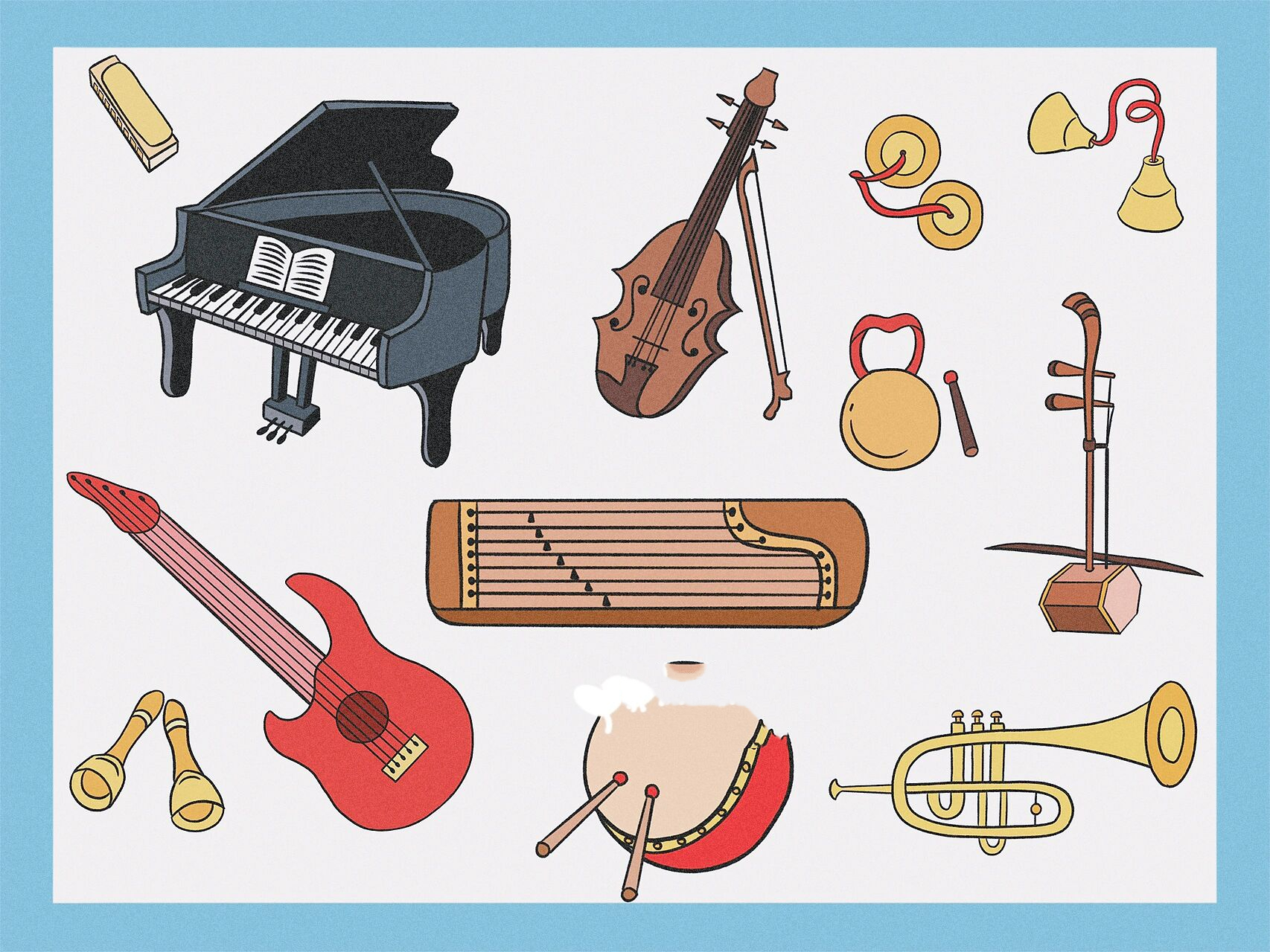 乐器简笔画【过程 线稿 上色】 8215接之前22.