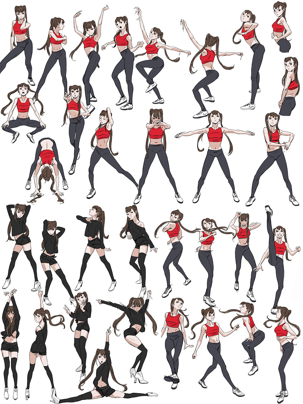 萌新必看的不同女生人体动作绘画素材!