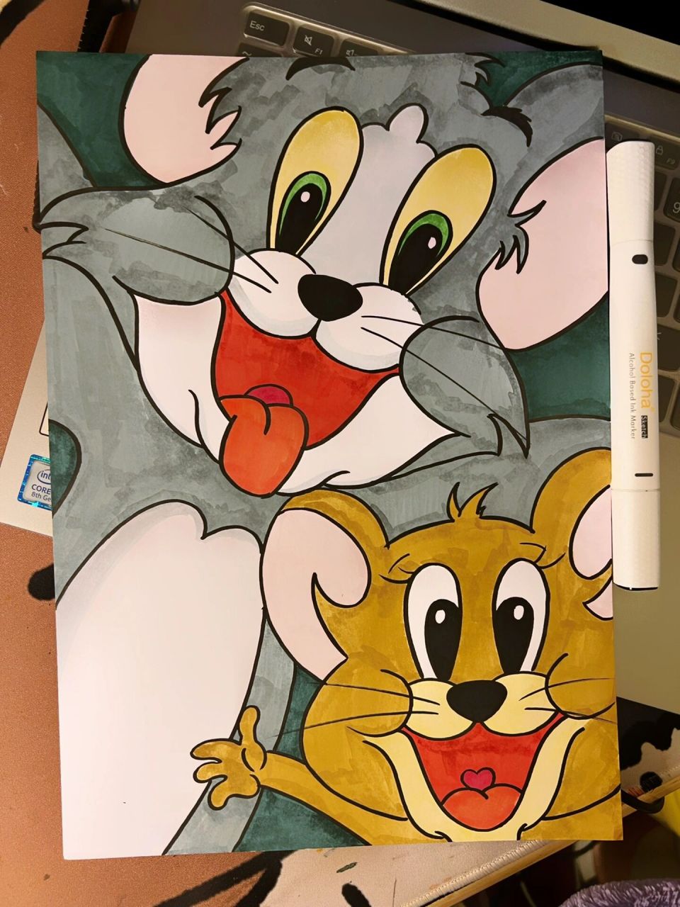 猫和老鼠简笔画 彩色图片