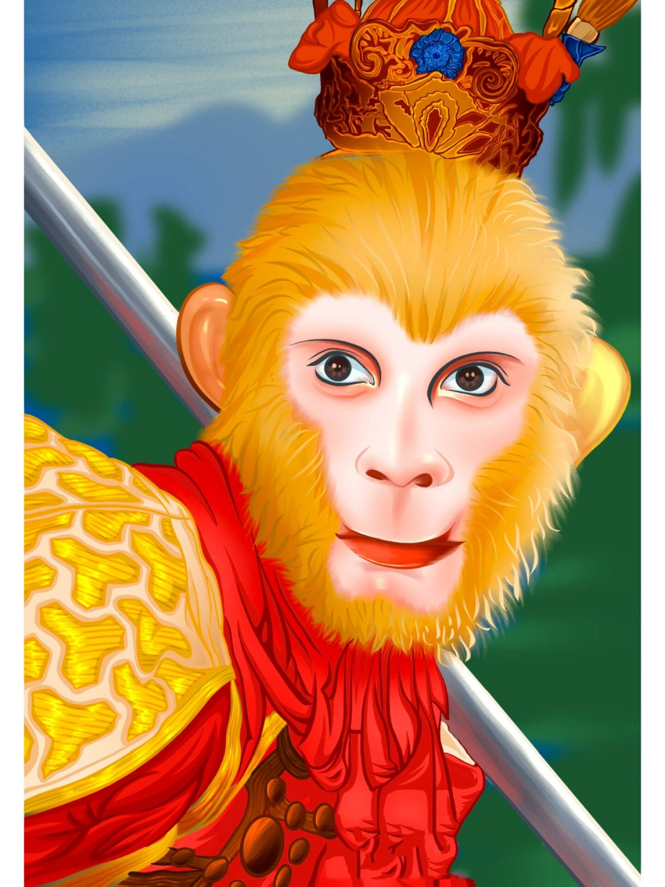 ipad手绘/齐天大圣～～附草稿