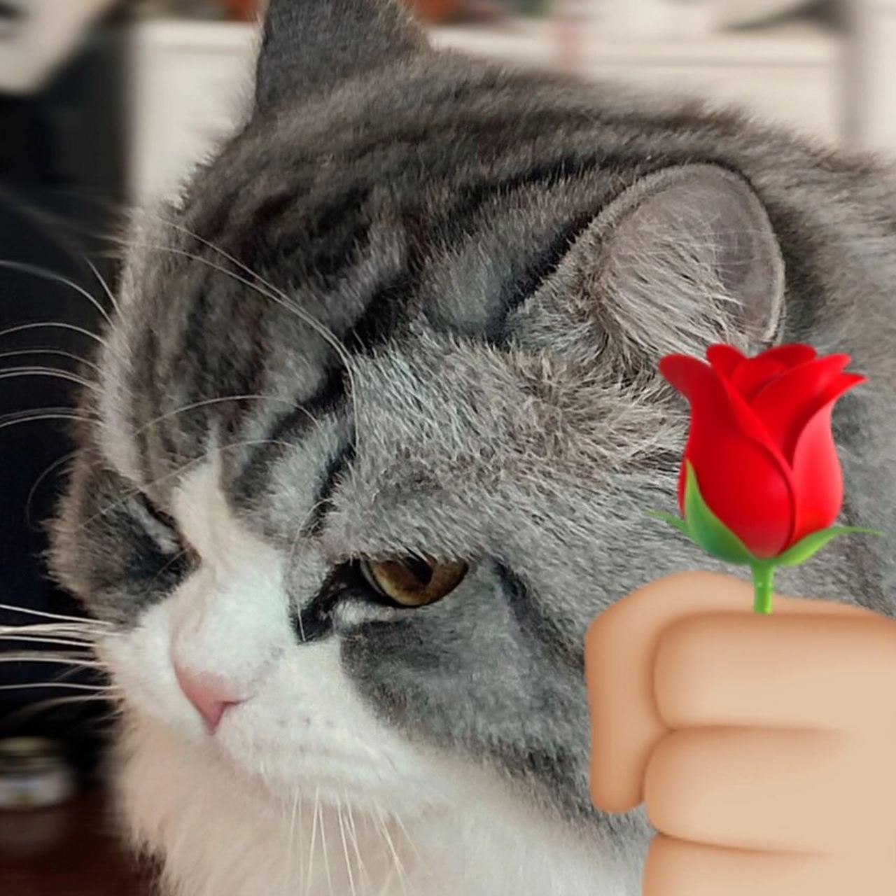 一组威廉拿玫瑰表情包 (叼玫瑰花出现)下午好我的女人,不知道你是否