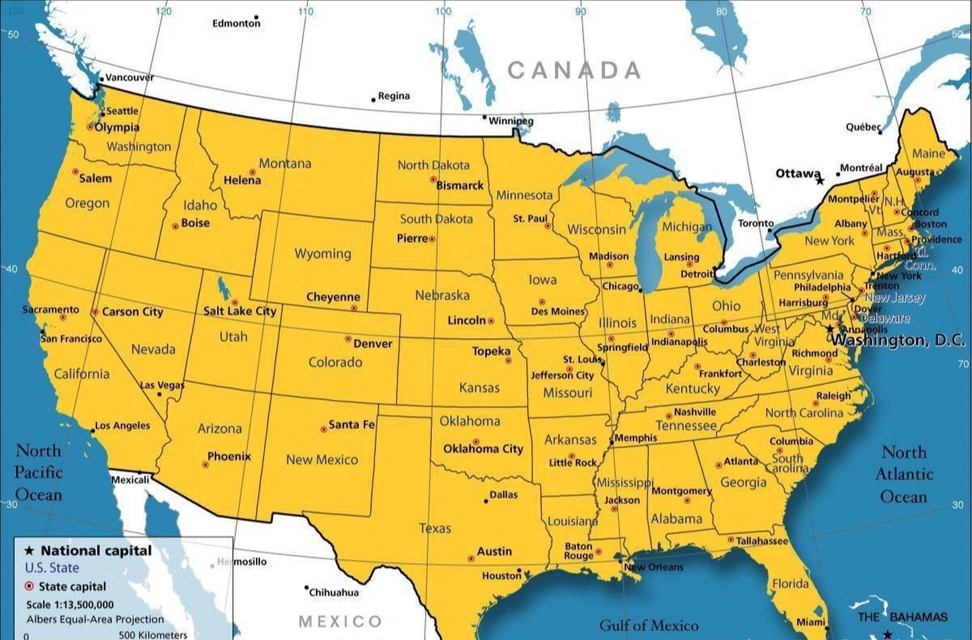 美国各大城市地图图片