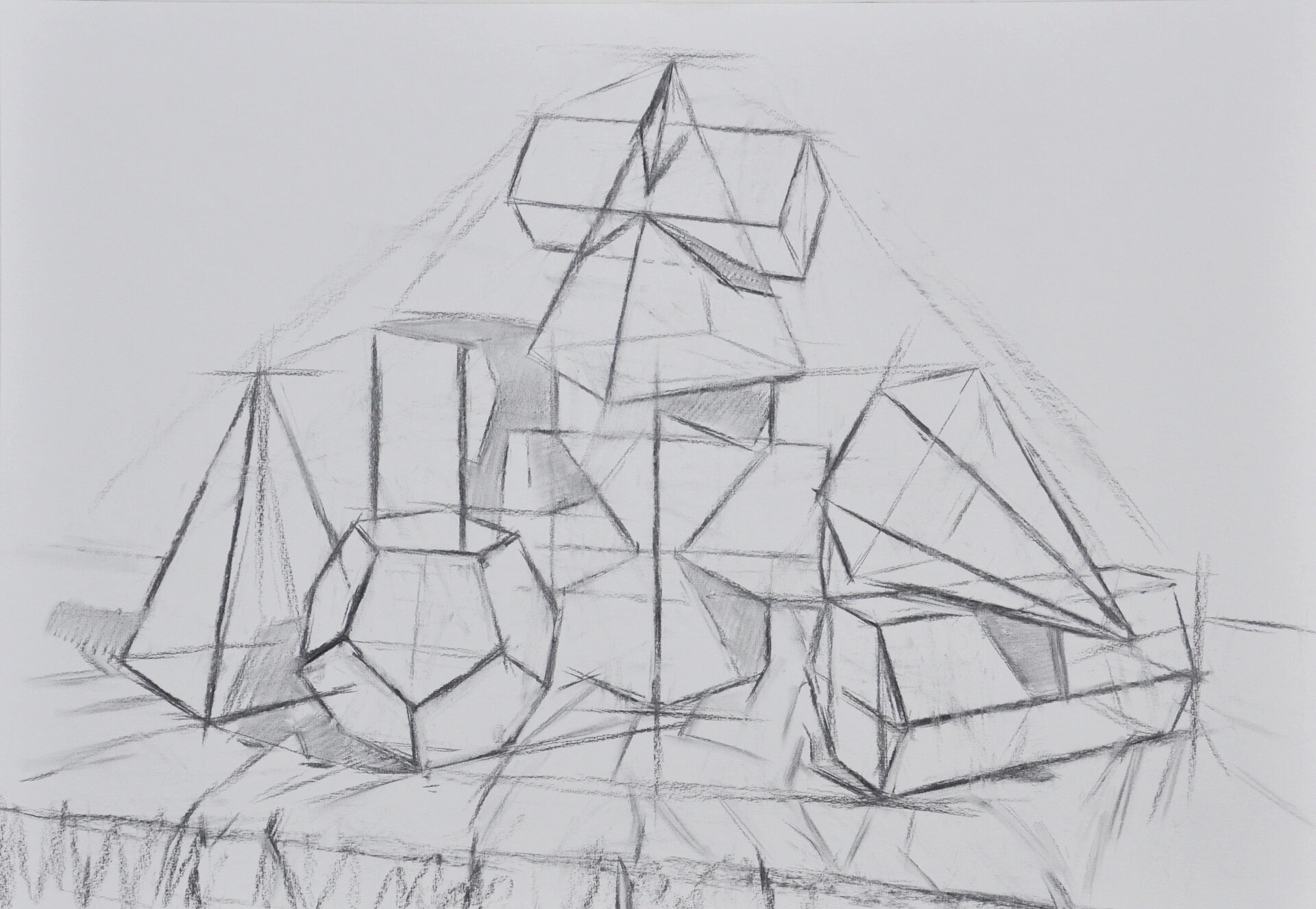 多个几何体组合素描带步骤