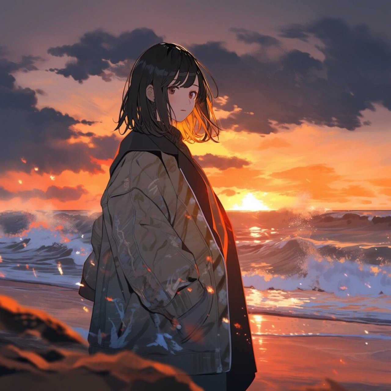 动漫女生头像|晚风吹人醒 万事藏于心