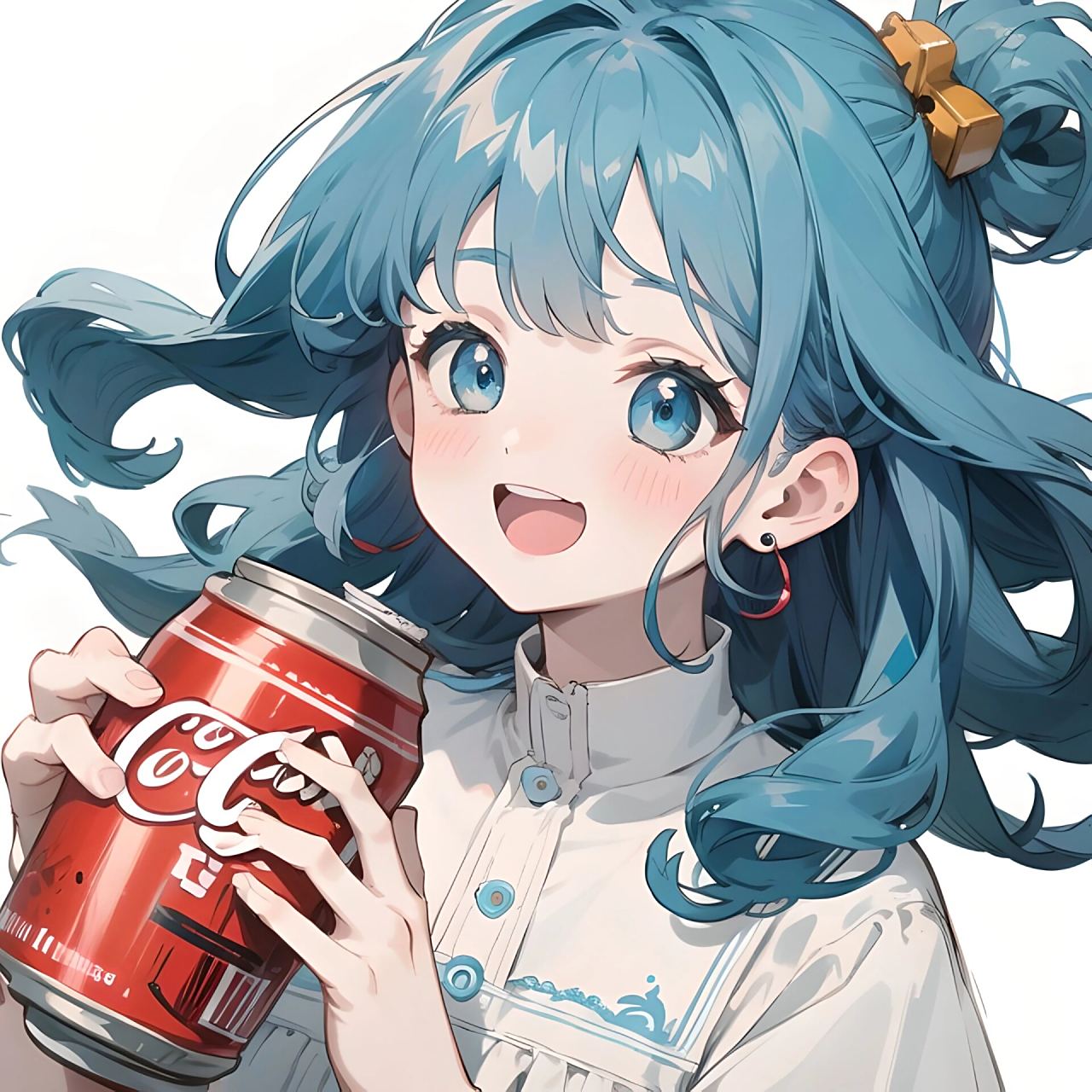 治愈系头像/可乐01女孩/夏天就要喝可乐 中午吃饭的时候喝了一罐