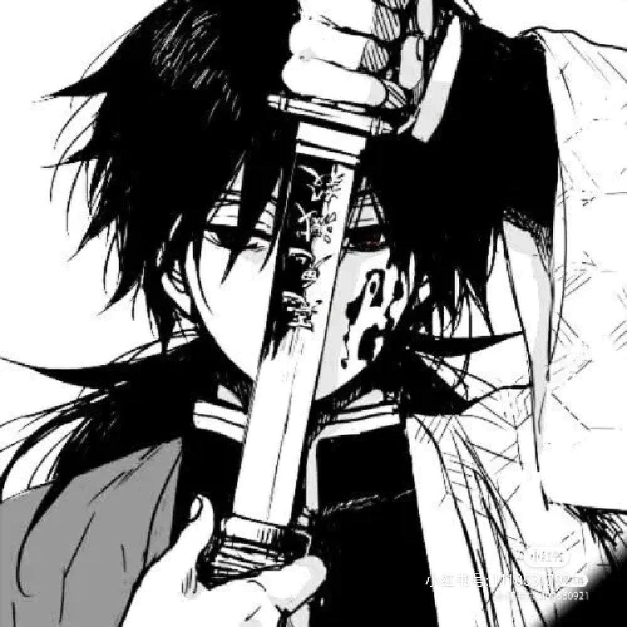 拿剑男生动漫头像  《剑谱》第一式,心中无女人拔刀自然神.