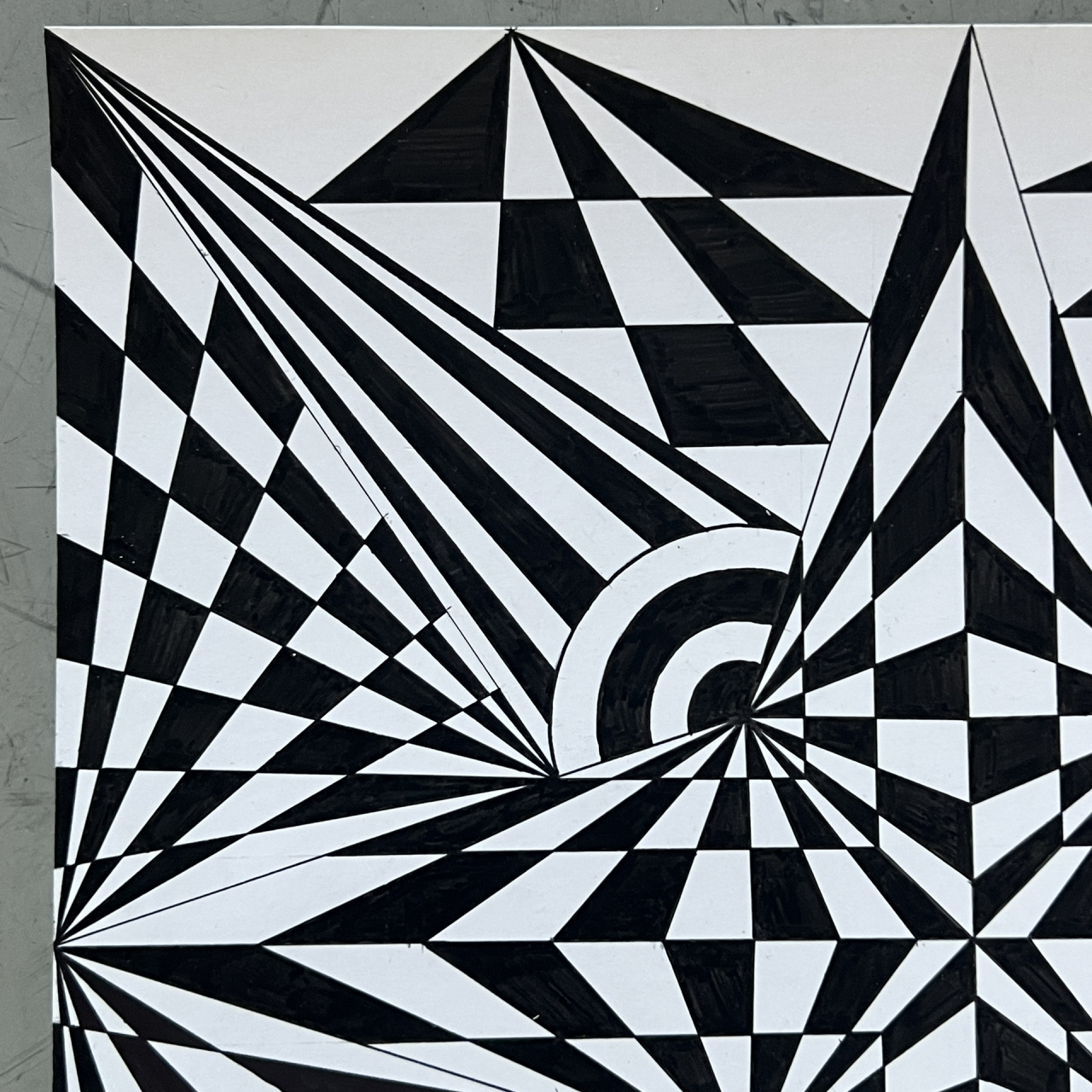 96平面构成(四)|发射构成 平面构成作业