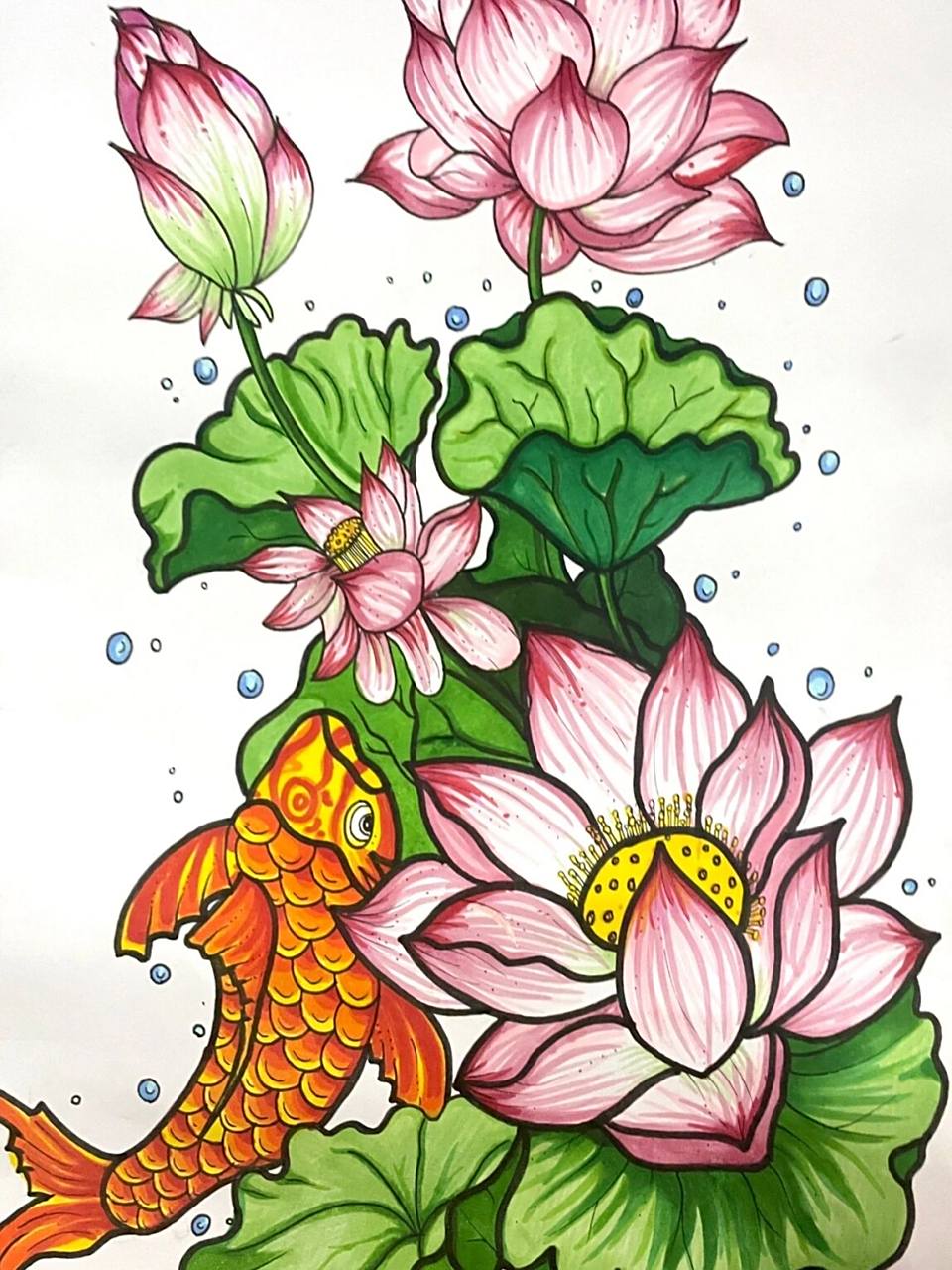 花卉绘画,荷花手绘临摹,马克笔手绘 90纸张:a4 7315铅笔,针管笔