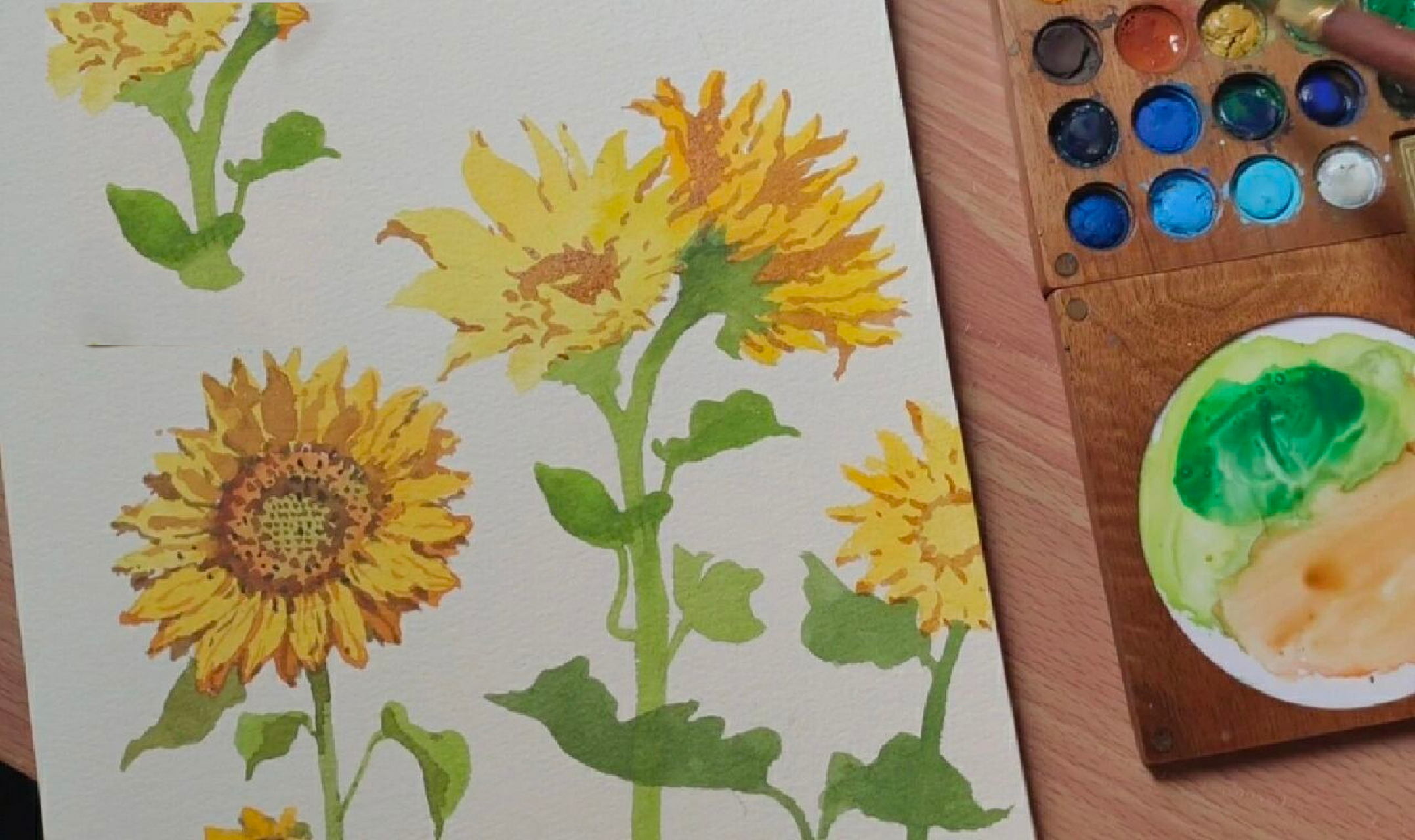 水彩画向日葵