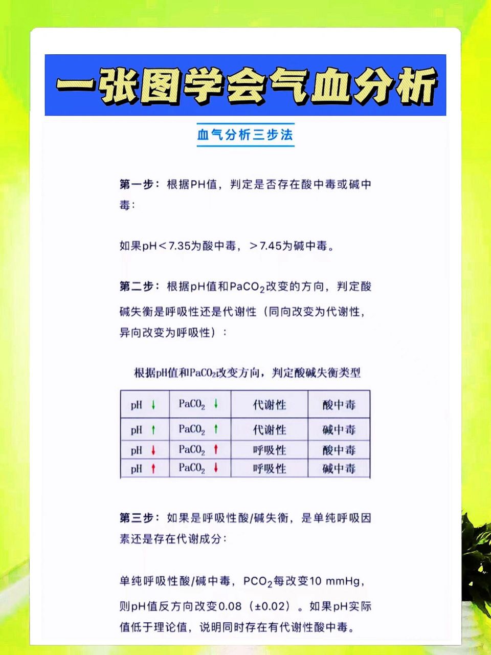 9999血气分析三步法9215 	 实习护士97实习必背